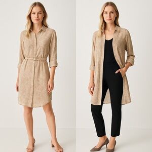 Chico's Artistic Patterned Tunic in Cream and Pink